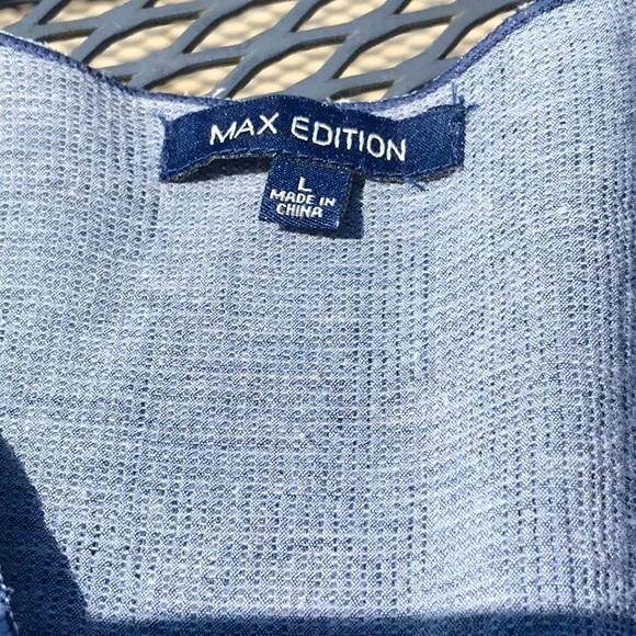 NWOT Max Edition Floral Print V-Neck Sleeveless Dress in Navy Print Size Large - Picture 10 of 14